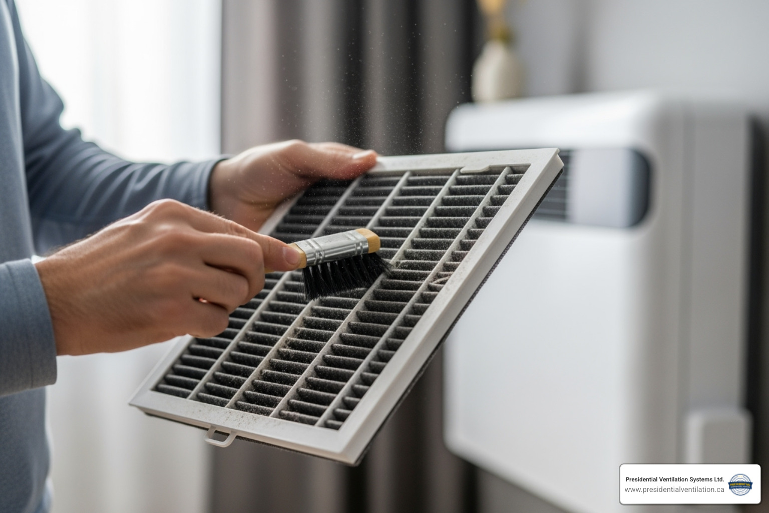 homeowner cleaning heat pump filter - heat pumps tune-up in halifax ns