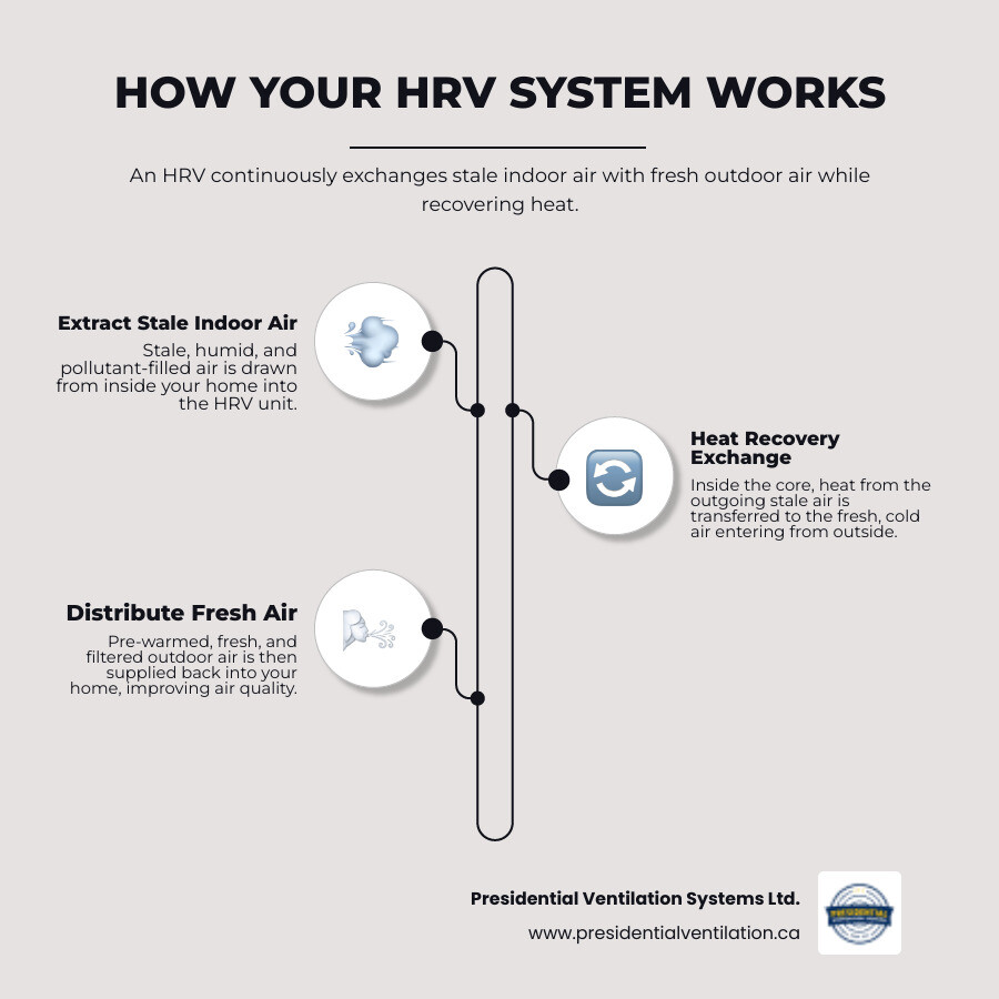 infographic explaining how an HRV system works - hrv maintenance in lower sackville, ns infographic infographic-line-3-steps-elegant_beige