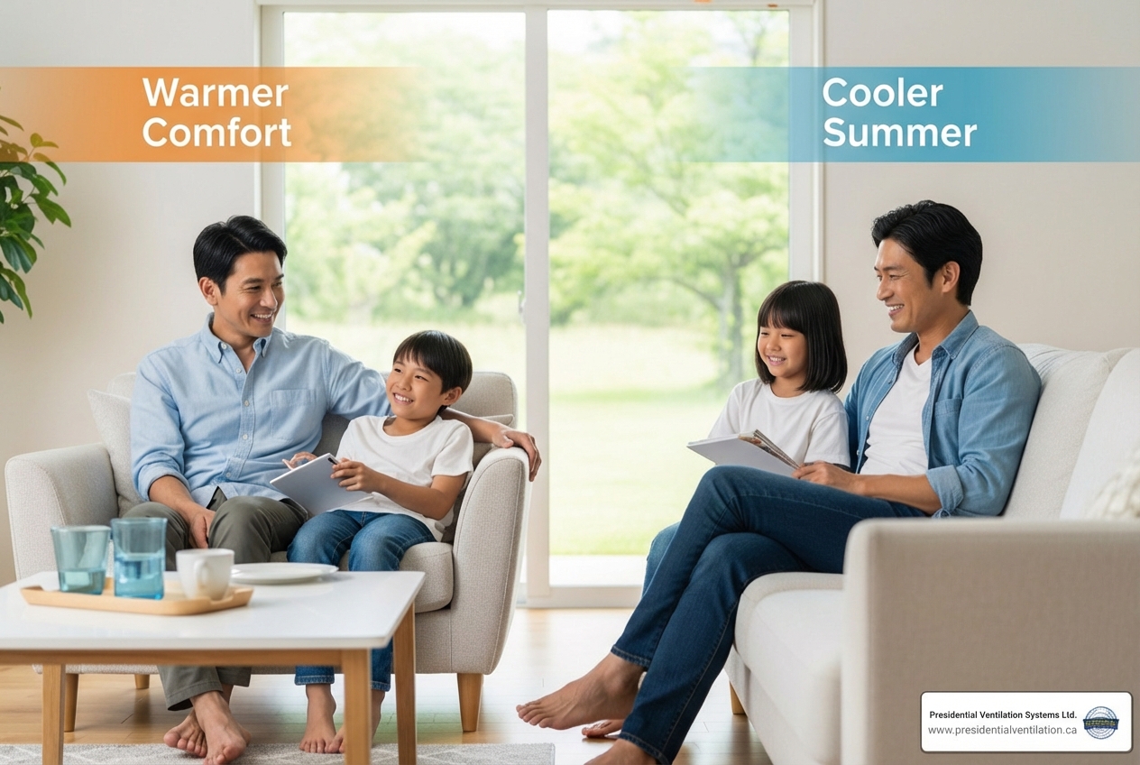 Infographic showing heat pump replacement benefits: 20-50% energy savings, consistent year-round comfort, improved indoor air quality with reduced allergens, available rebates up to $15,000, 10-15 year system lifespan, and reduced carbon footprint compared to oil heating - heat pump replacements in mount uniacke ns