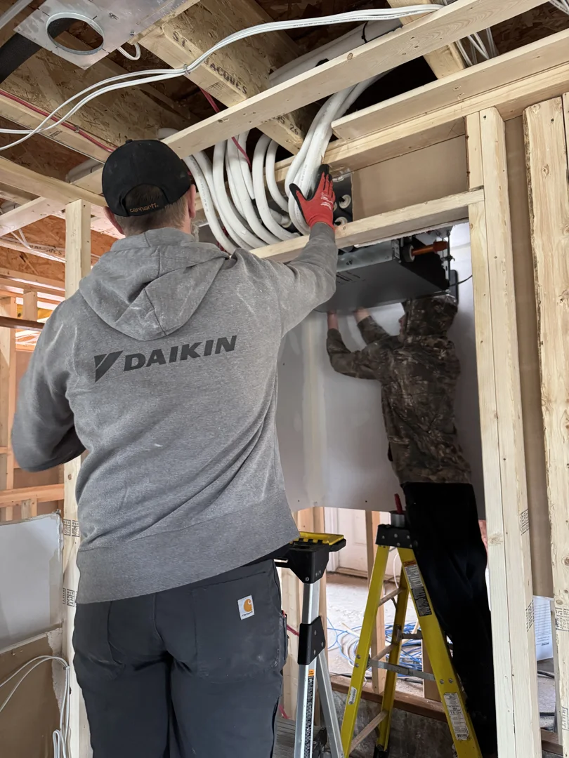 Modern HVAC electrical hookup and ventilation system installation Modern HVAC electrical hookup and ventilation system installation