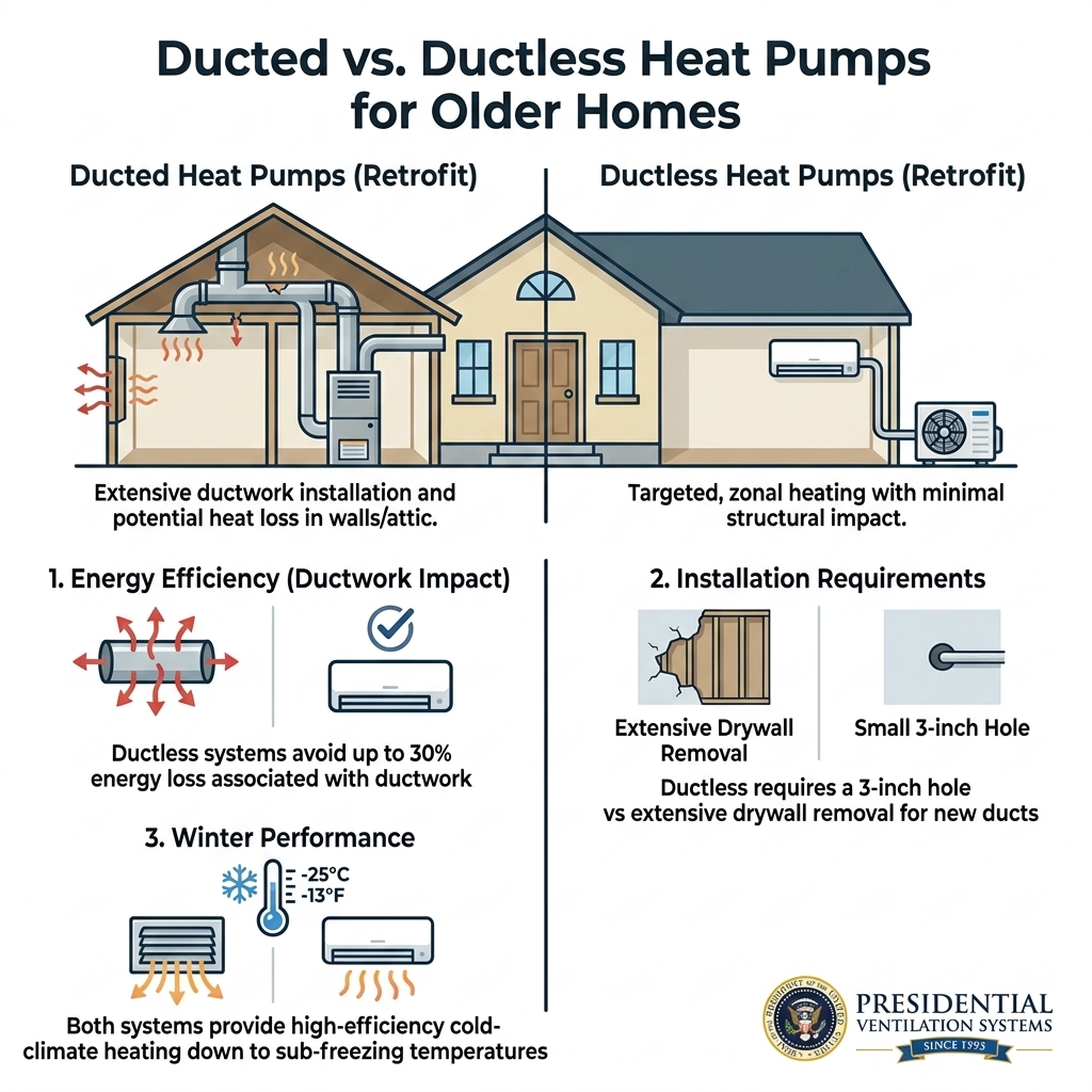 Ducted vs. Ductless Heat Pumps for Older Homes