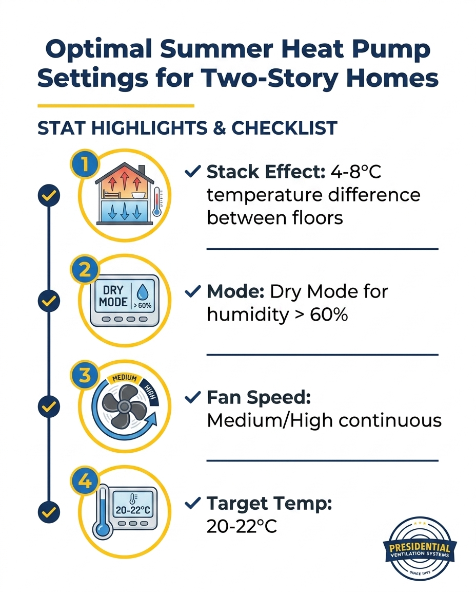Optimal Summer Heat Pump Settings for Two-Story Homes