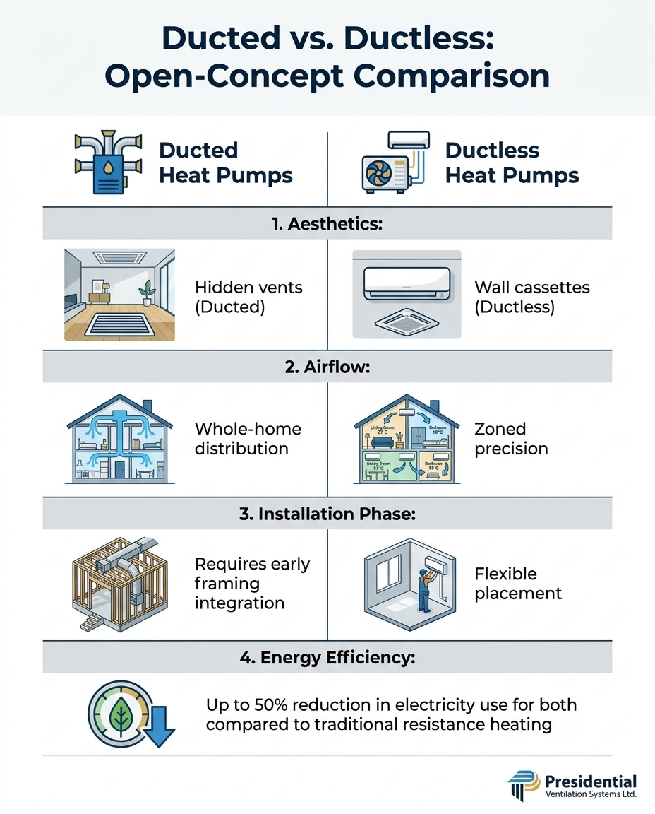 Ducted vs. Ductless: Open-Concept Comparison