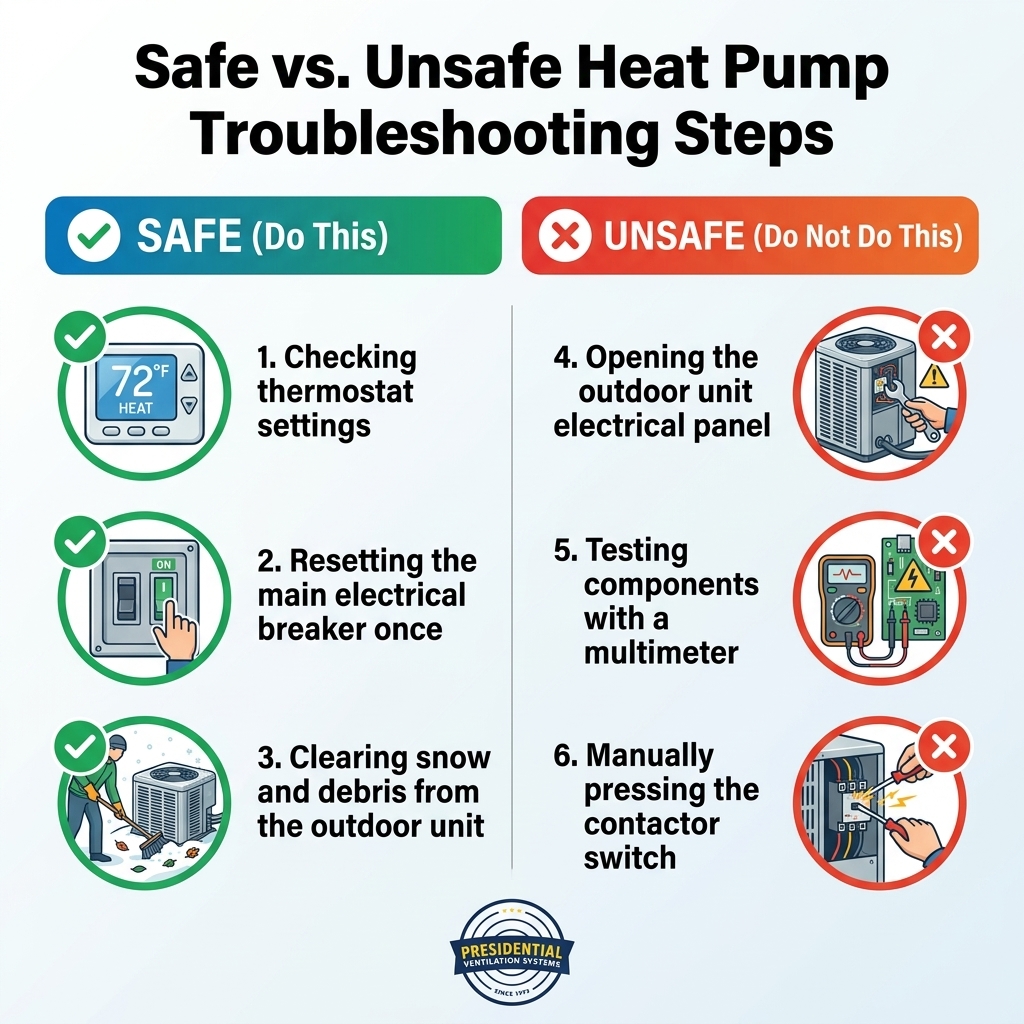 Safe vs. Unsafe Heat Pump Troubleshooting Steps