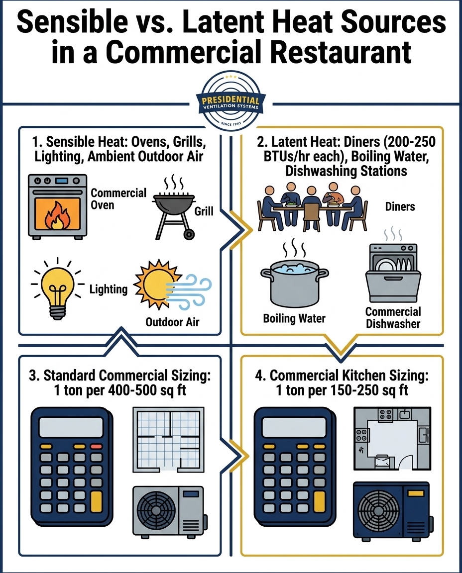 Sensible vs. Latent Heat Sources in a Commercial Restaurant