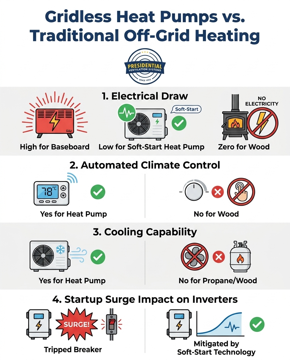 Gridless Heat Pumps vs. Traditional Off-Grid Heating