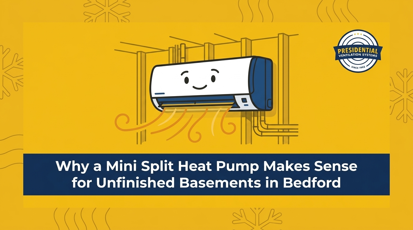 Why a Mini Split Heat Pump Makes Sense for Unfinished Basements in Bedford