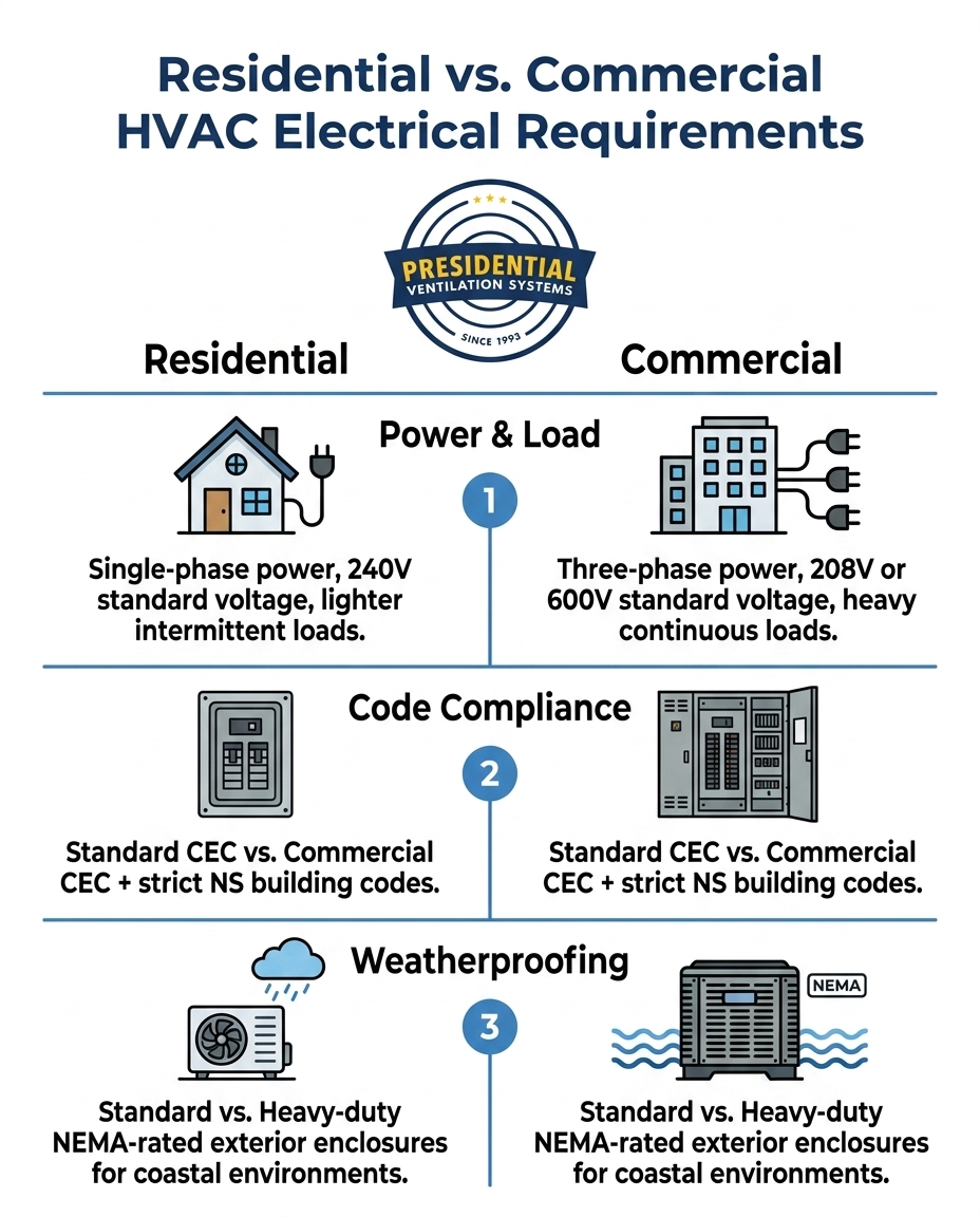 Residential vs. Commercial HVAC Electrical Requirements