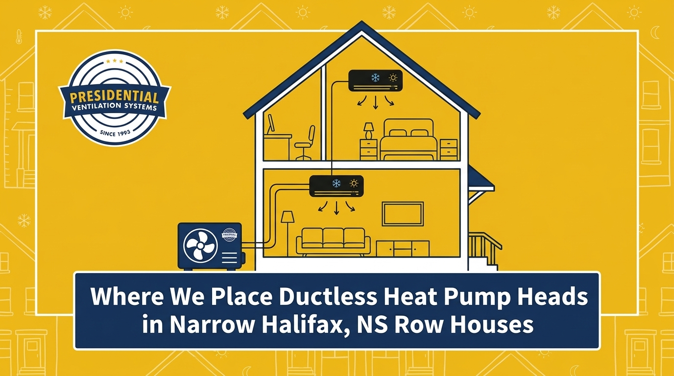 Where We Place Ductless Heat Pump Heads in Narrow Halifax Row Houses