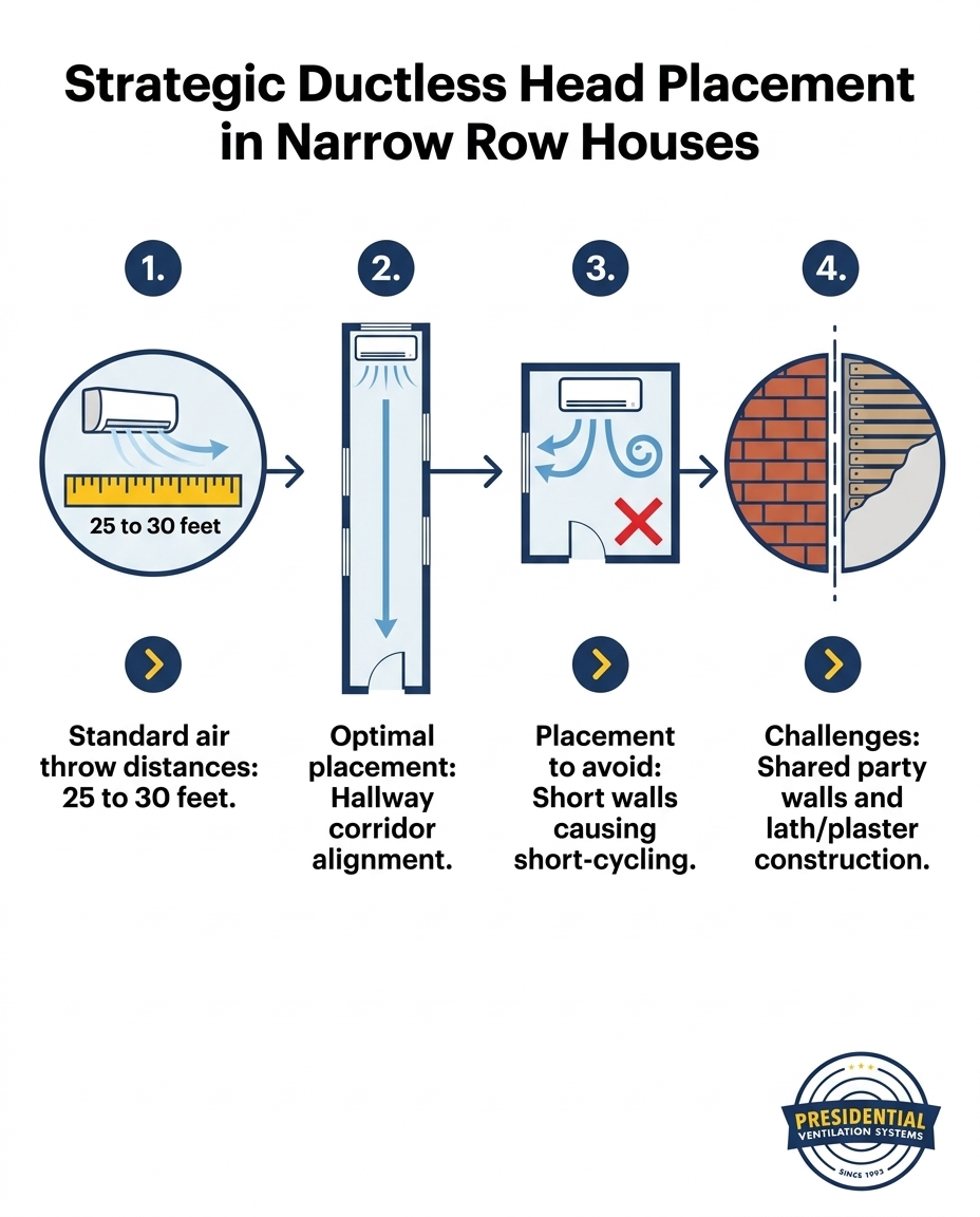 Strategic Ductless Head Placement in Narrow Row Houses