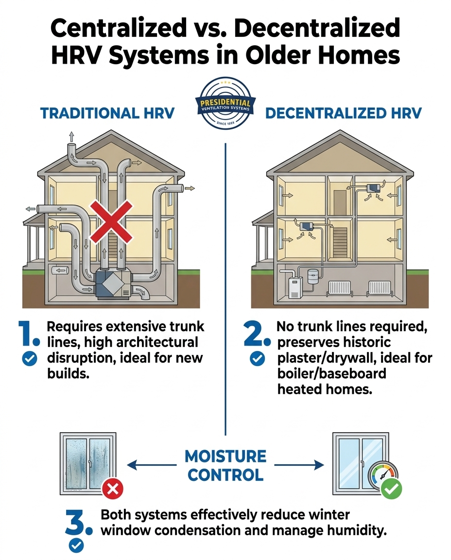 Centralized vs. Decentralized HRV Systems in Older Homes