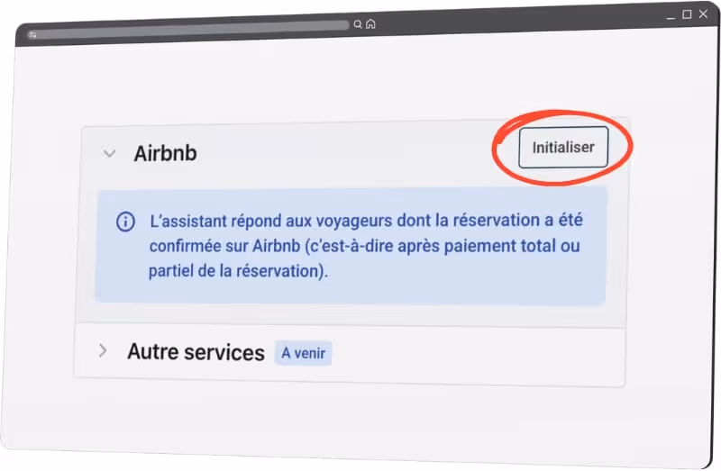 Configuration Airbnb avec bouton Initialiser