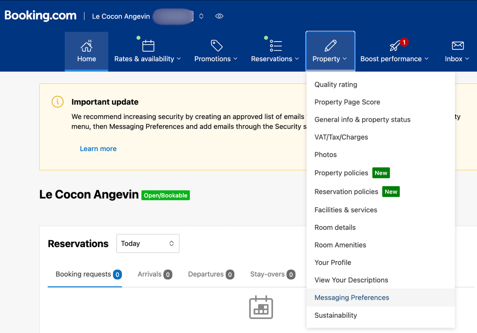 Messaging preferences general settings
