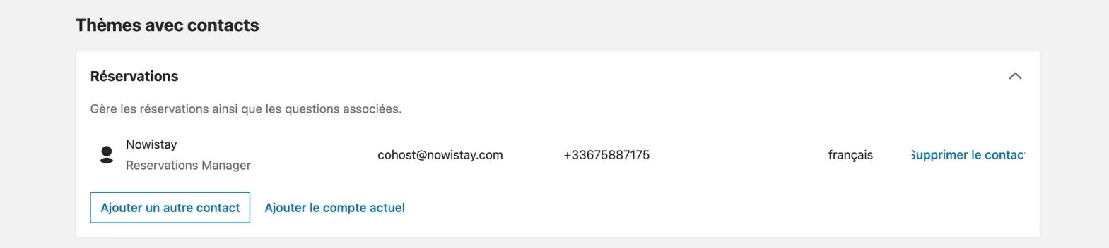Champs supplémentaires du formulaire