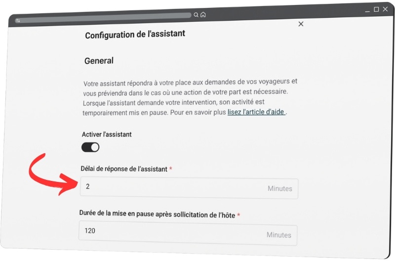 Panneau de configuration du délai de réponse de l'assistant IA
