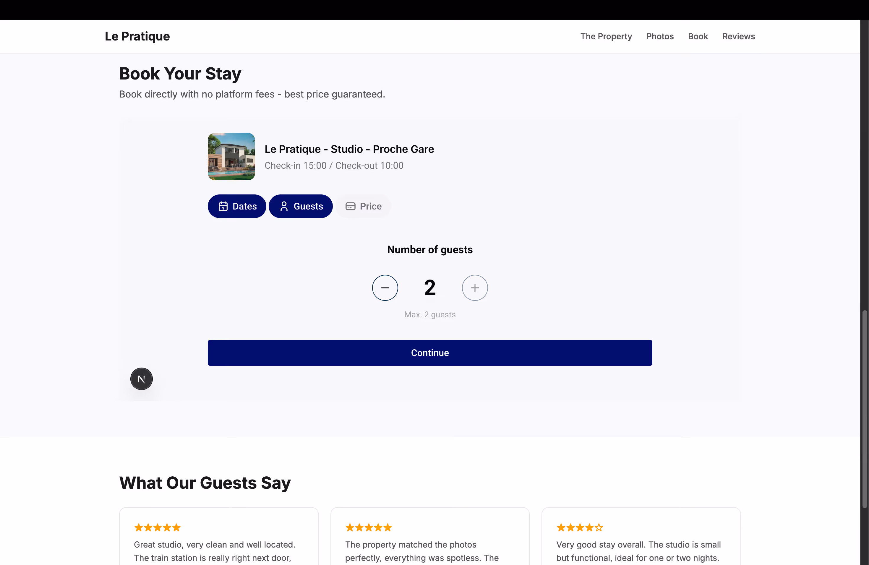 Guest number selector