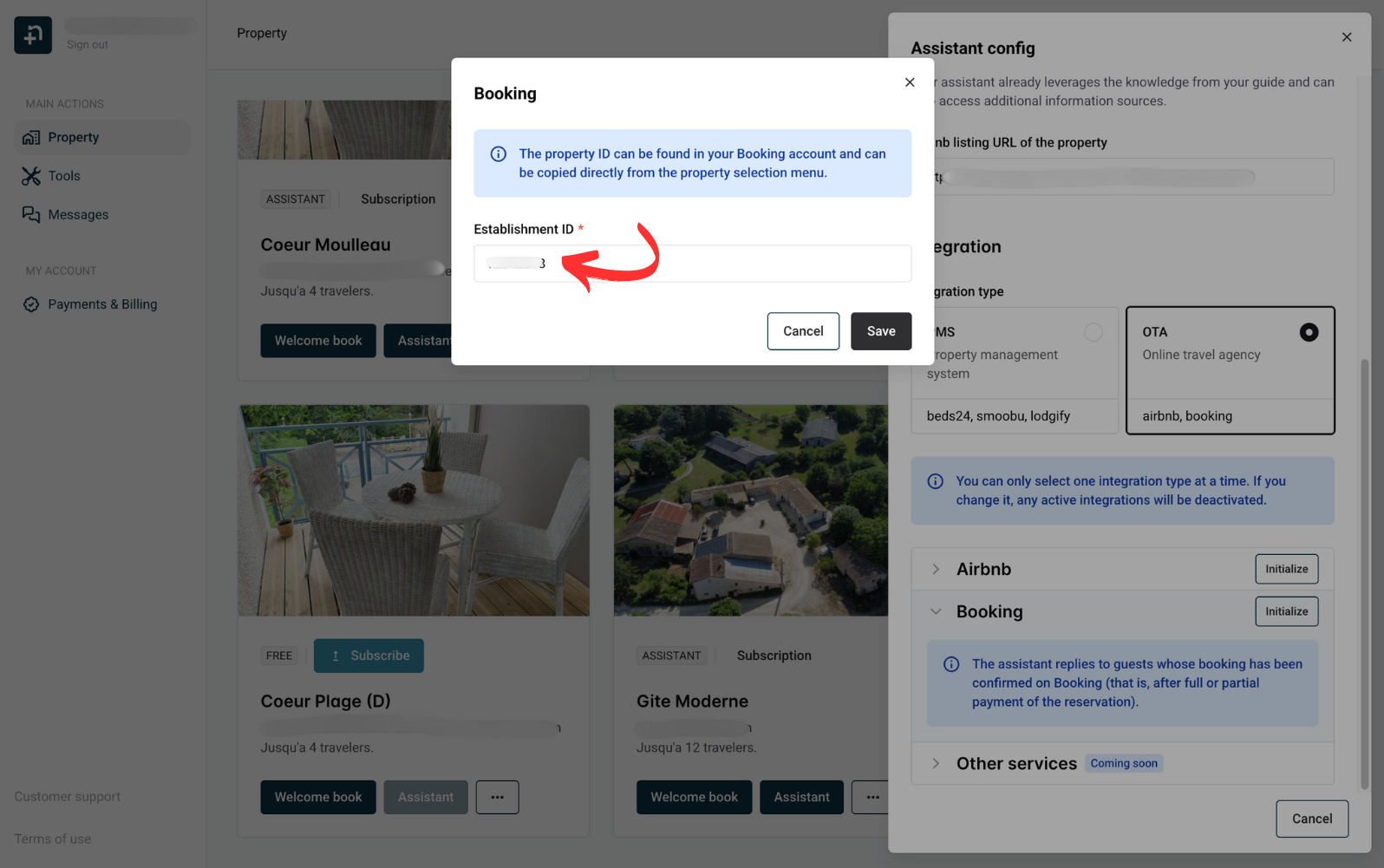 Enter Booking Property ID