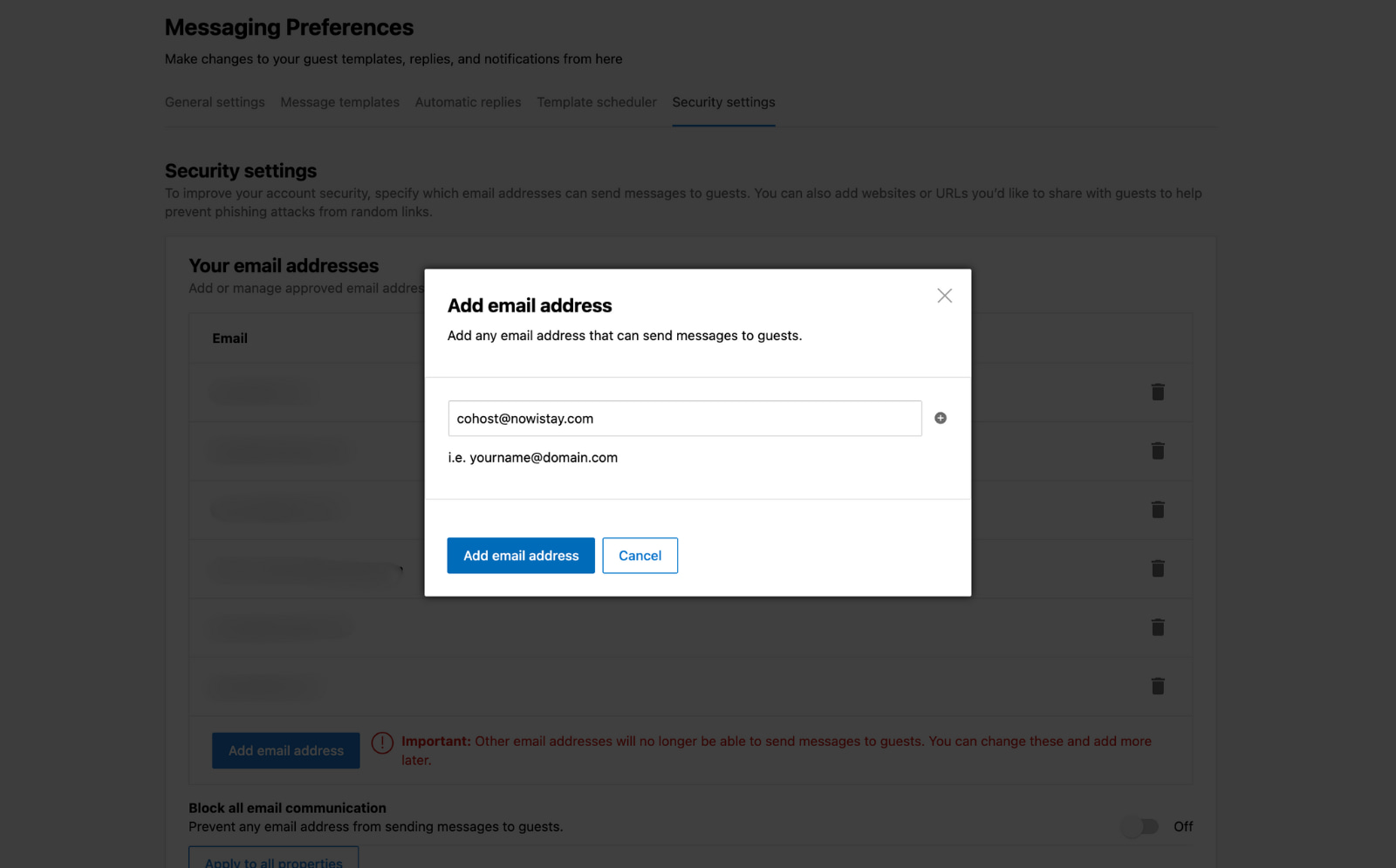 Add cohost email address