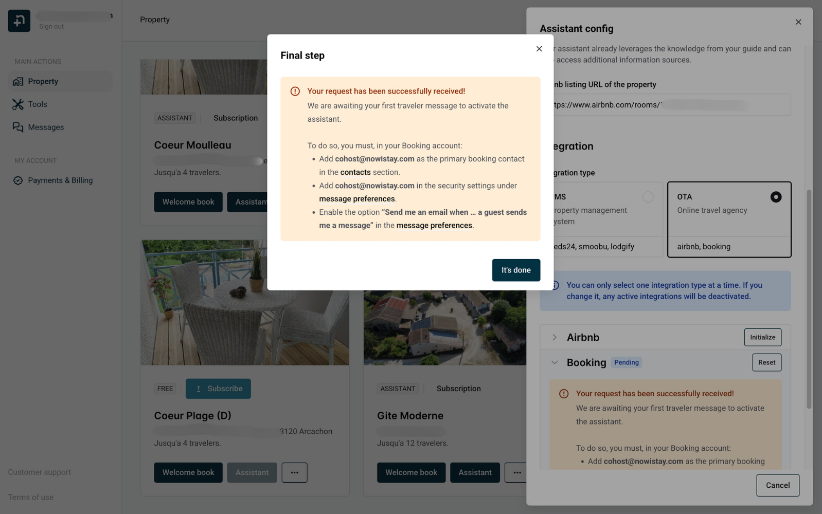 Final step confirmation