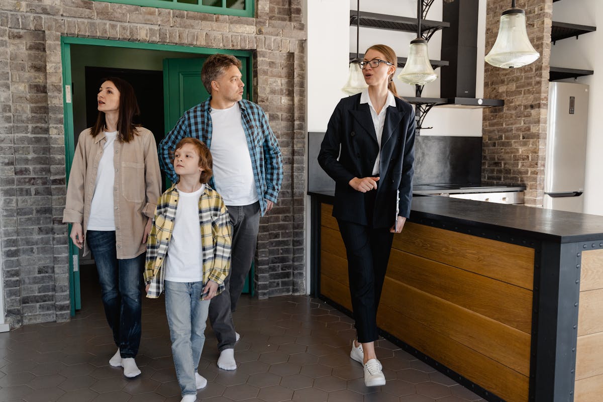 Family touring a vacation rental property