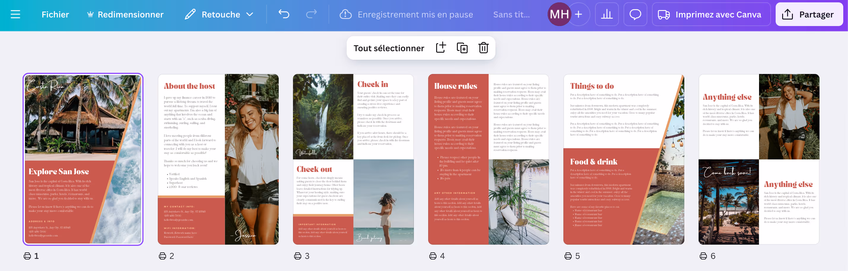 Modèle Canva pour livret d'accueil Airbnb
