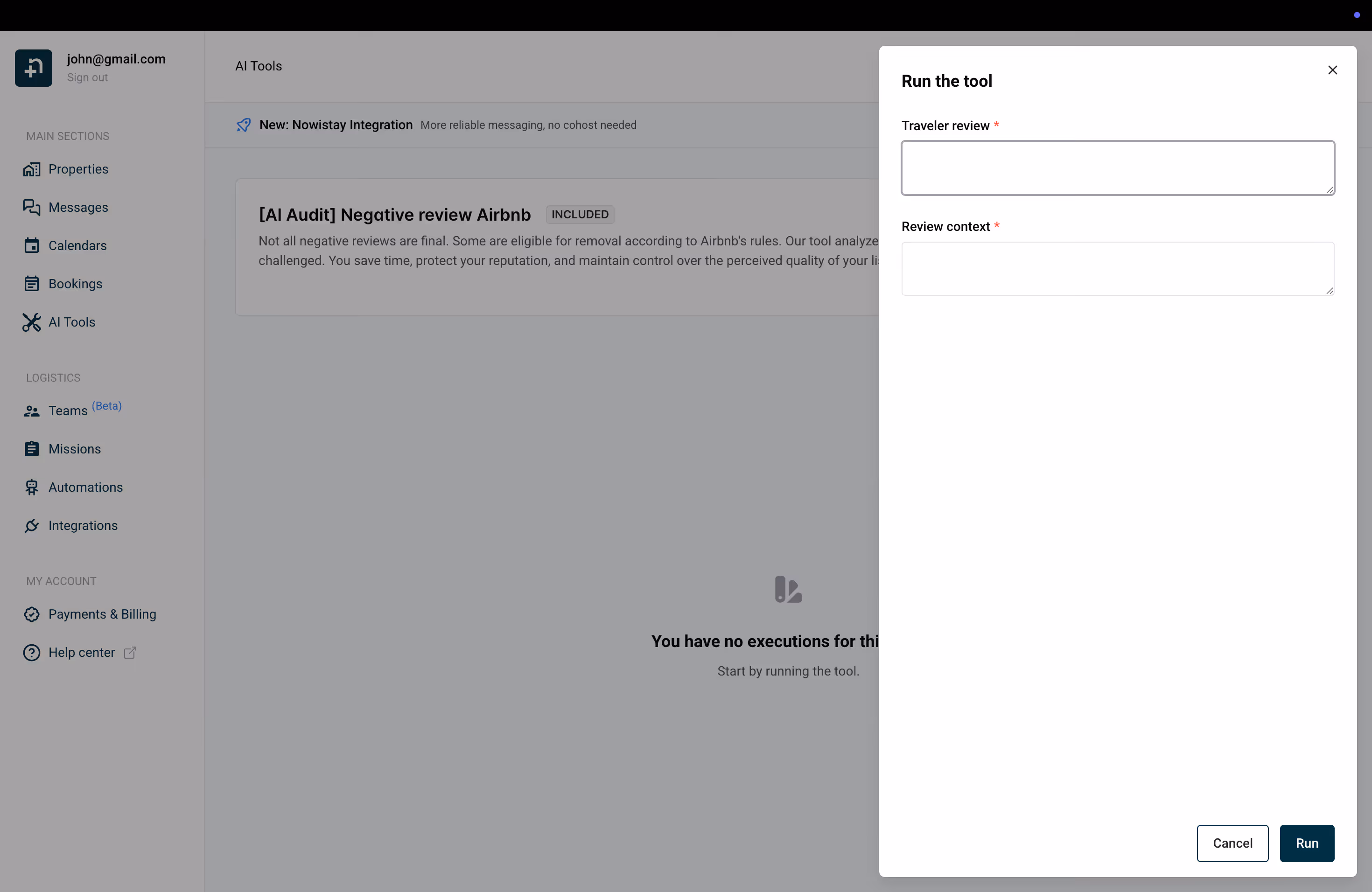 Run the AI review analysis tool - paste the review and add context