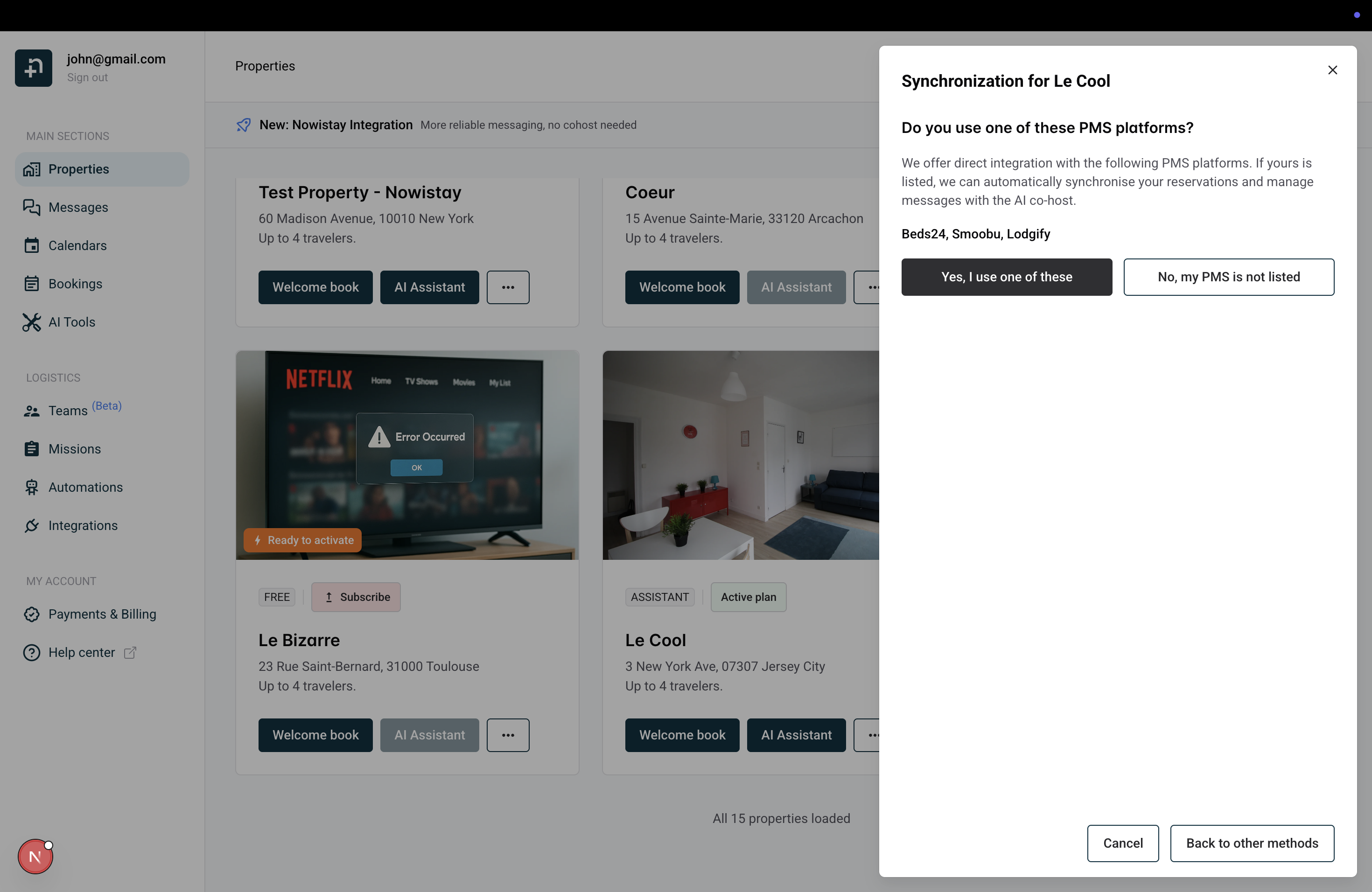 Select your PMS platform from the list