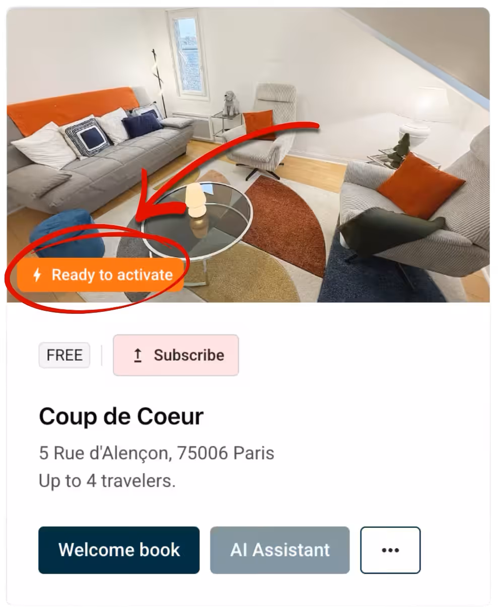 Property showing Ready to activate badge in the dashboard
