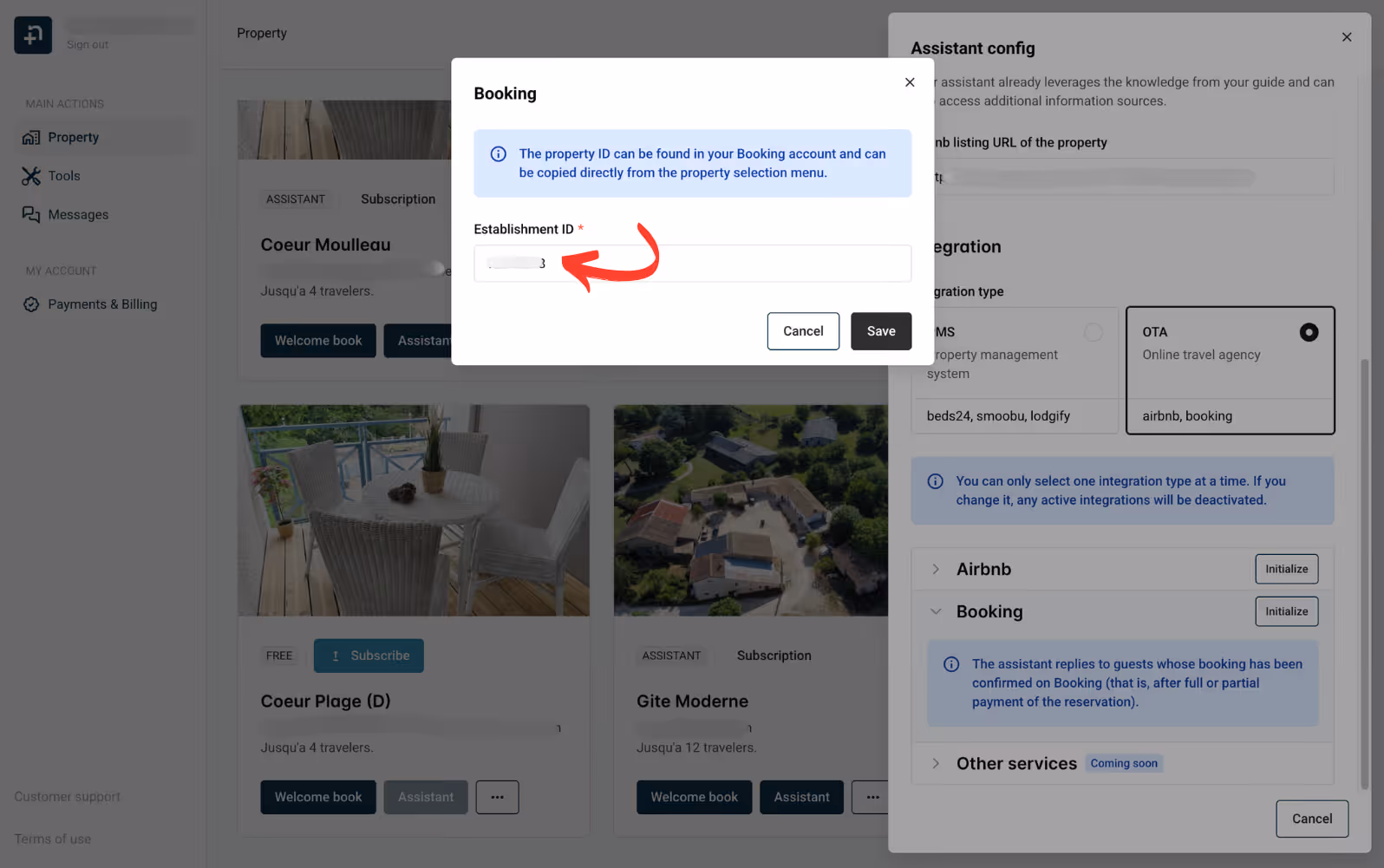 Enter Booking Property ID