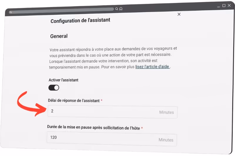 Panneau de configuration du délai de réponse de l'assistant IA