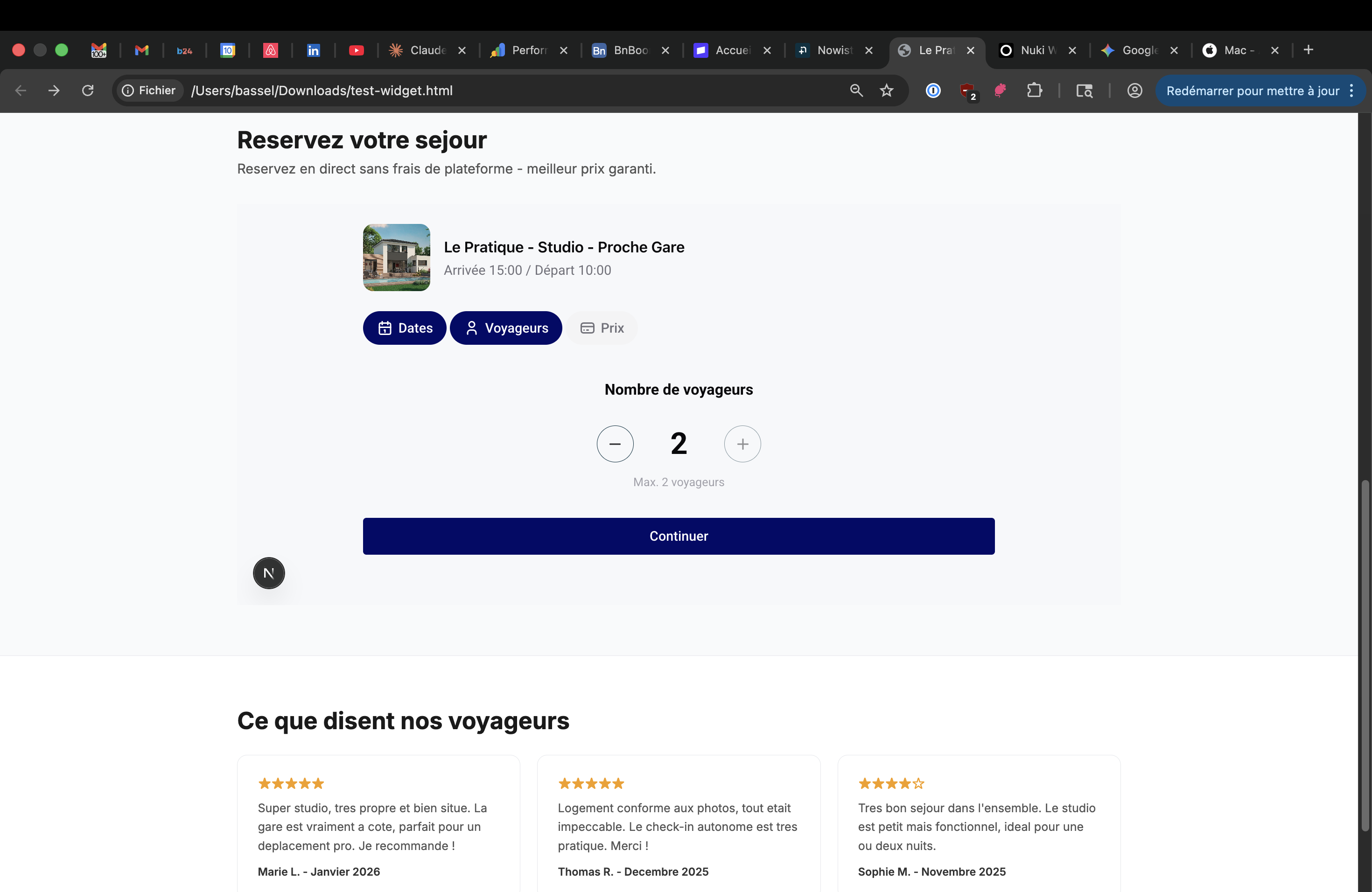 Sélecteur du nombre de voyageurs