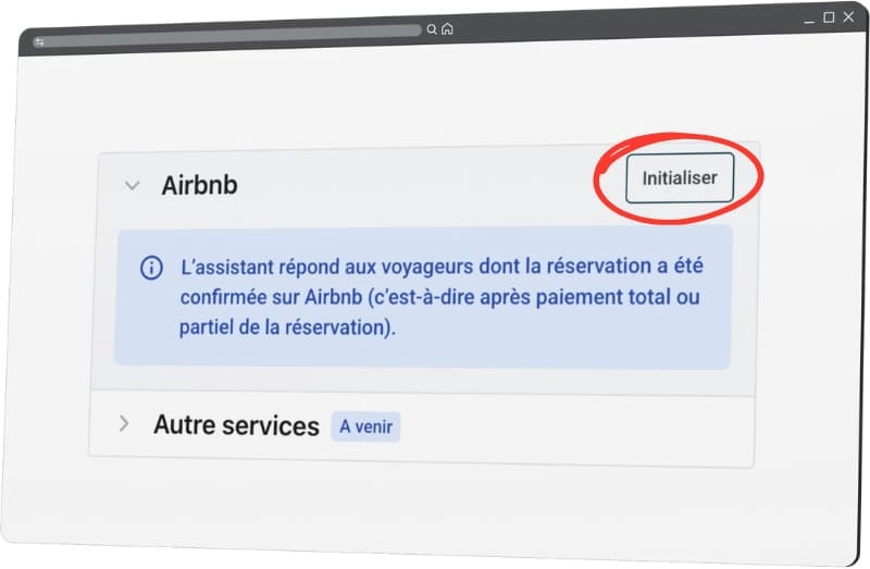 Configuration Airbnb avec bouton Initialiser