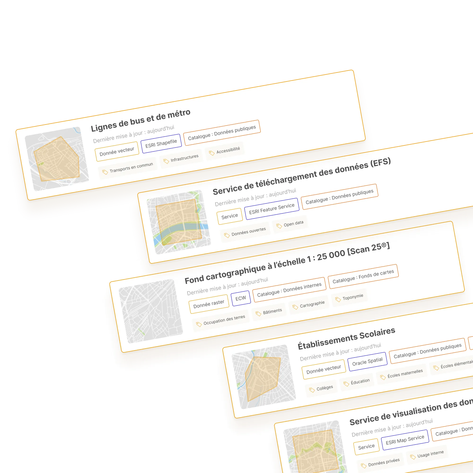 Exemples de métadonnées géographiques sur la plateforme Isogeo