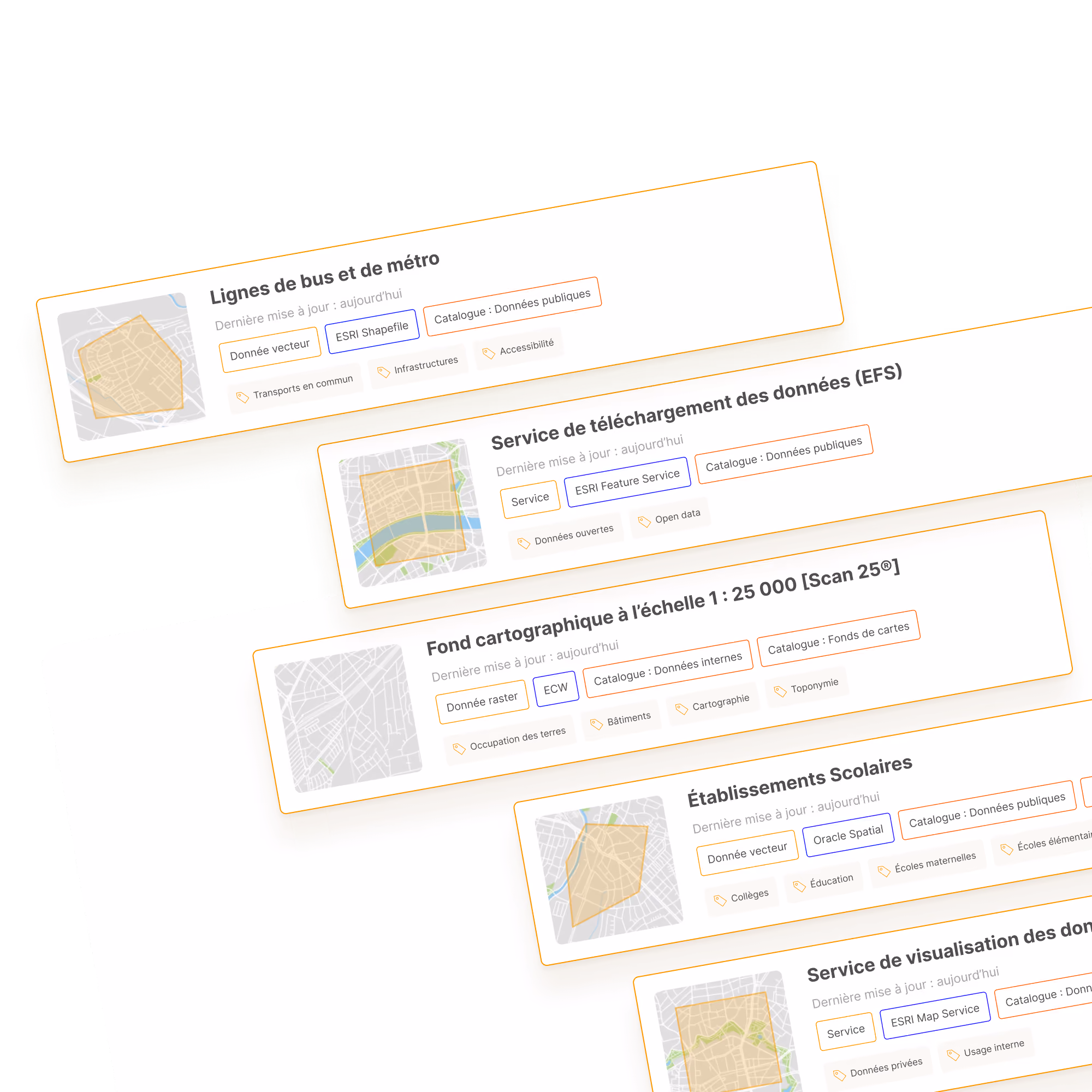 Exemples de métadonnées géographiques sur la plateforme Isogeo