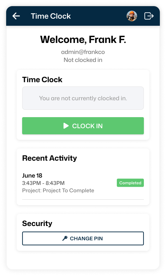 BuilderPal in-app messaging showing communication between a client and general contractor