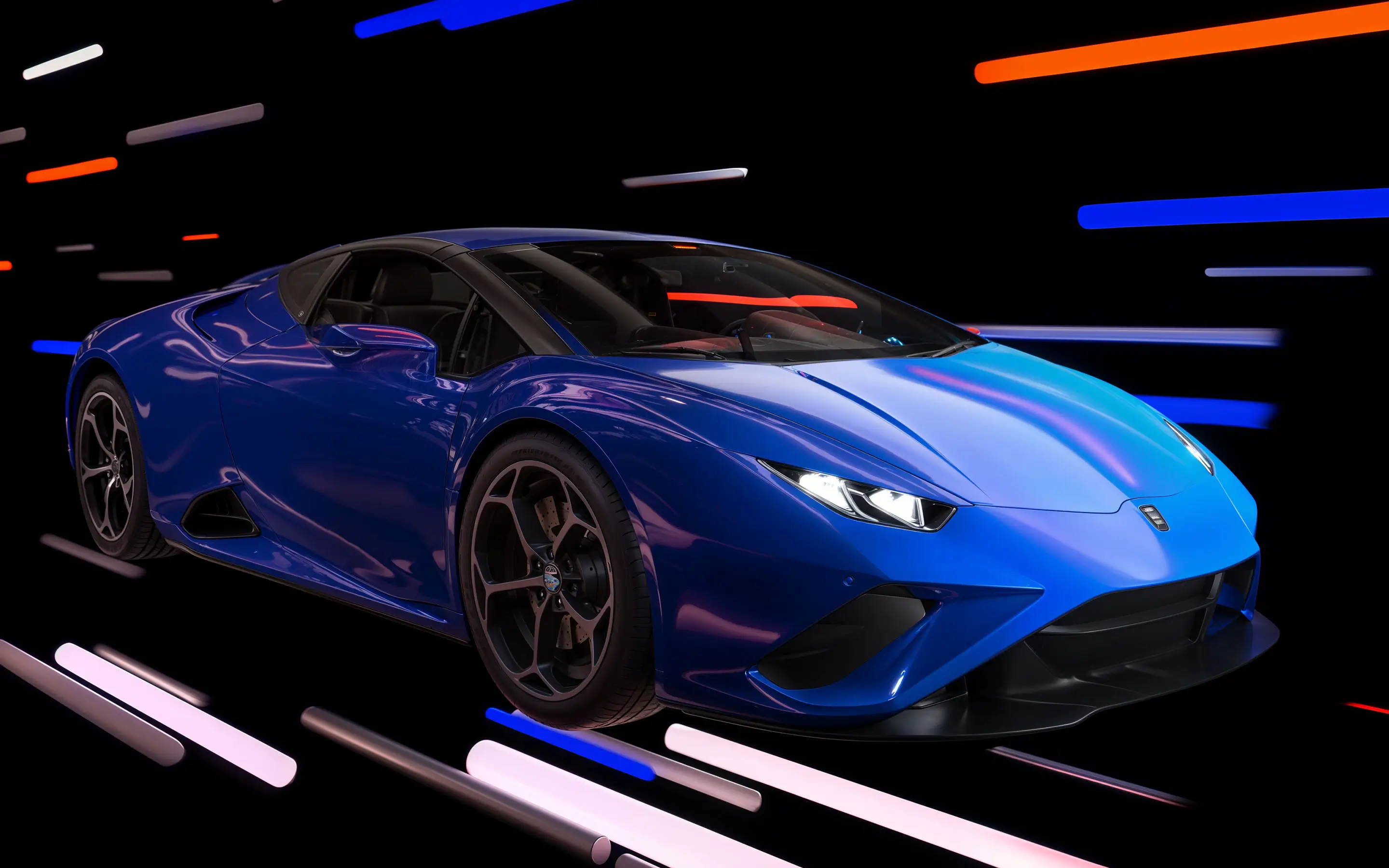 A 3D car driving fast in virtual space