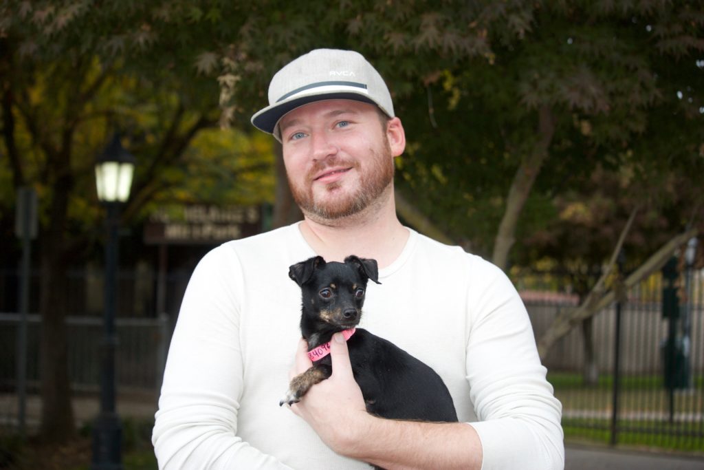 Mr Goodall with Buster