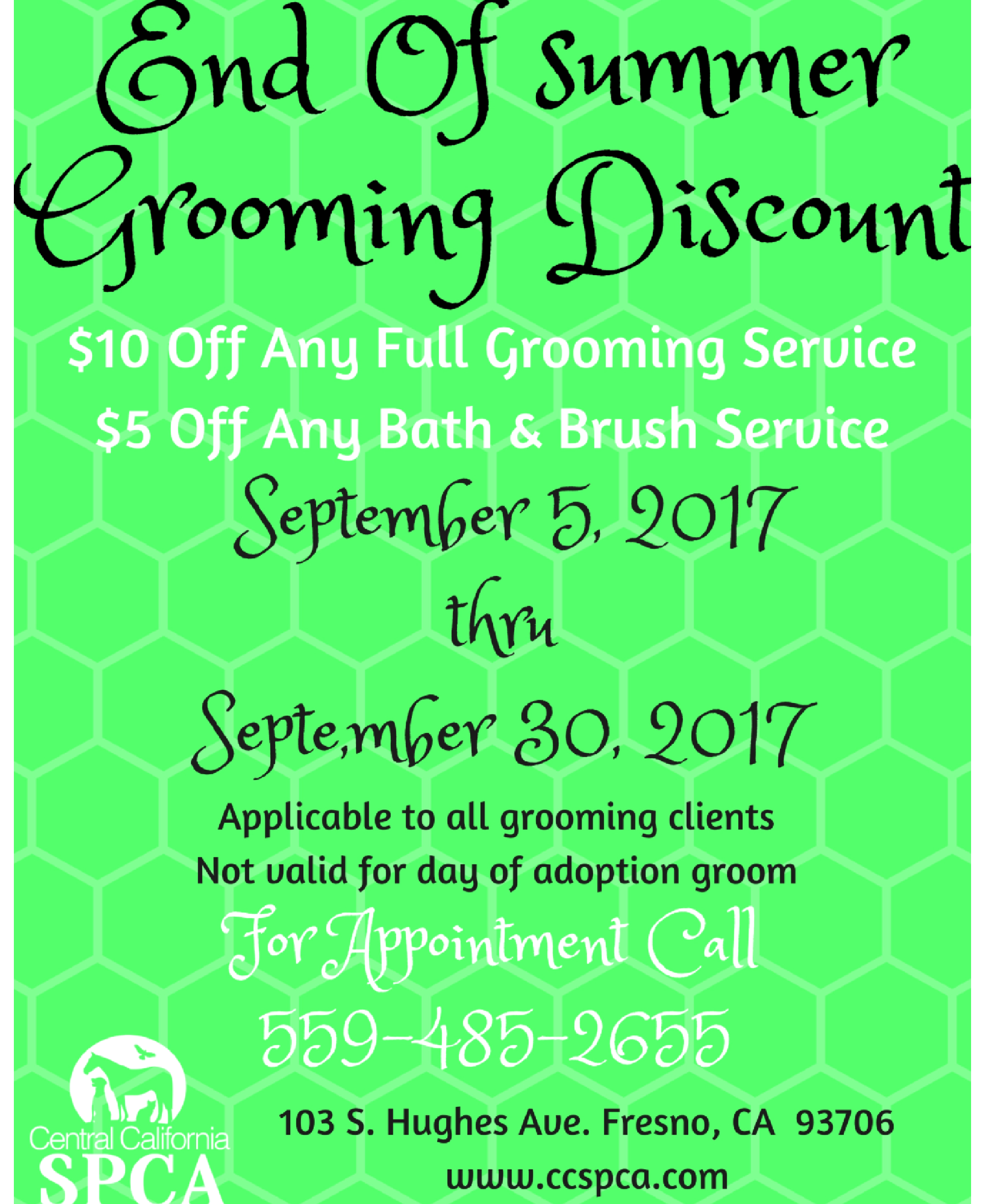 End of Summer Grooming Discounts