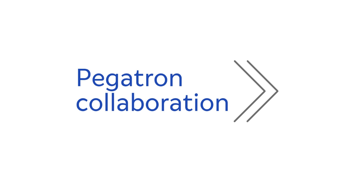 Pegatron collaboration with two arrows pointing to the right