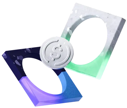 Image with a coin moving through two squares with cutouts