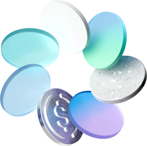 Discs and a coin rotating