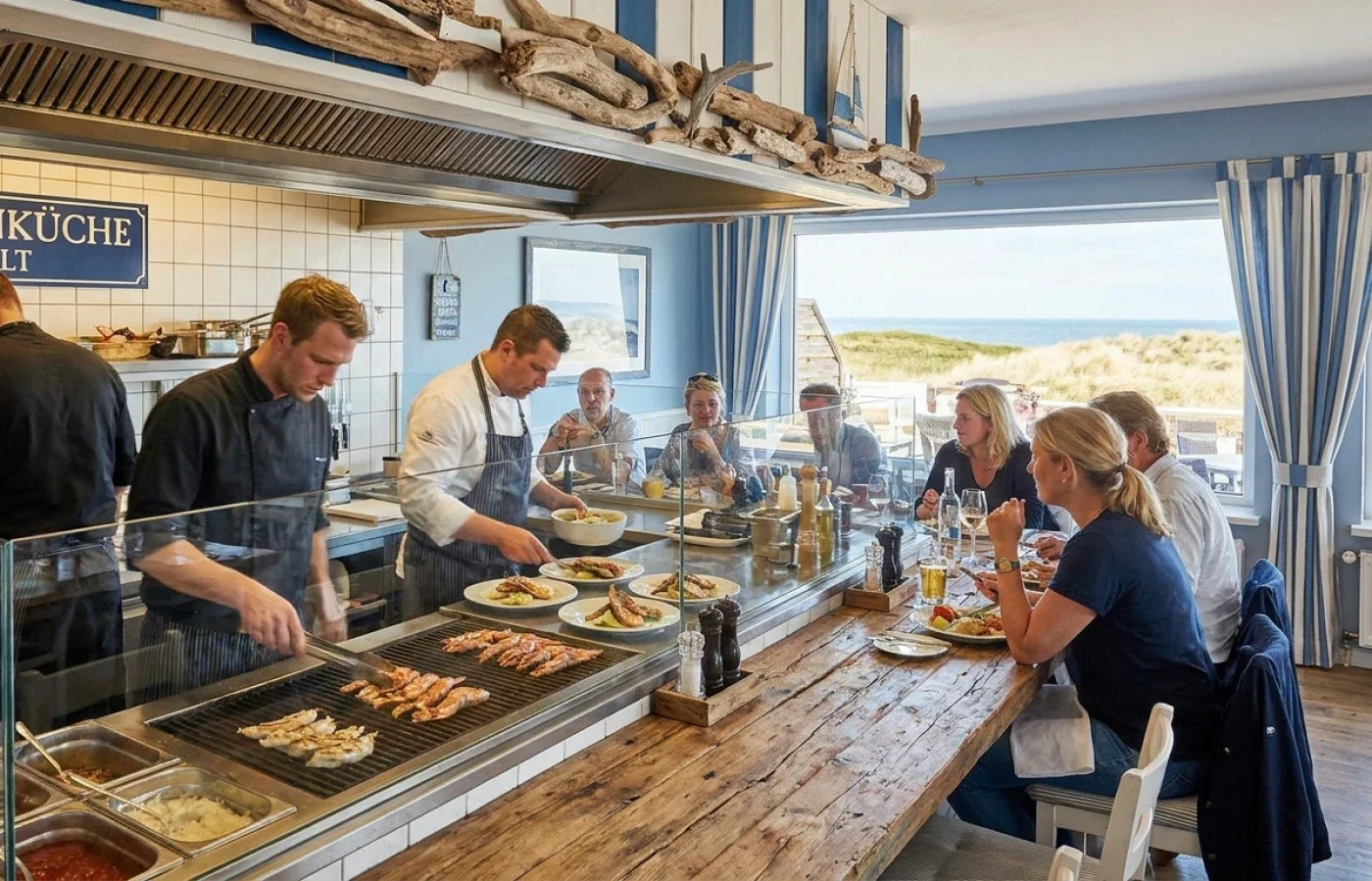 Edelstahlküche Frontcooking