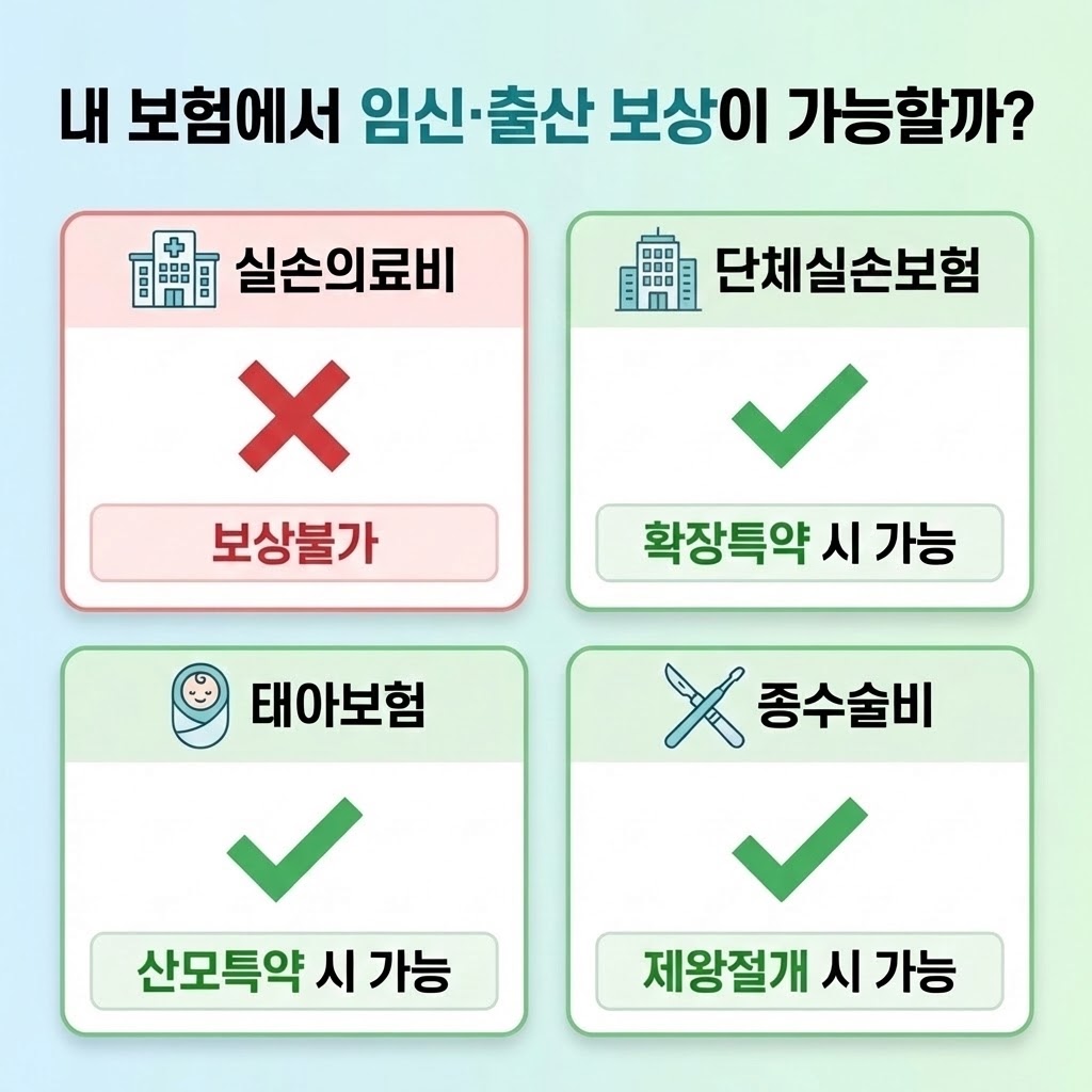 보험 유형별 임신출산 보상 비교