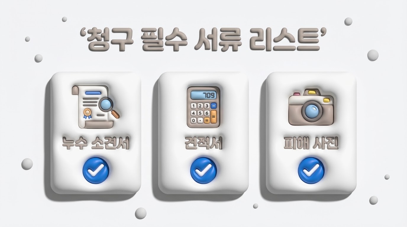 누수 사고 보험금 청구 서류 안내