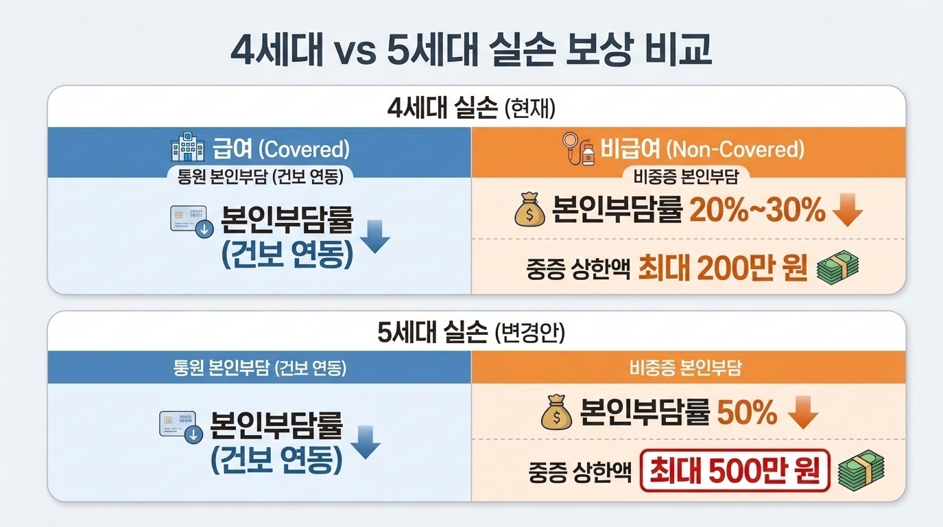 5세대 실손보험 급여 및 비급여 차등 보상 구조