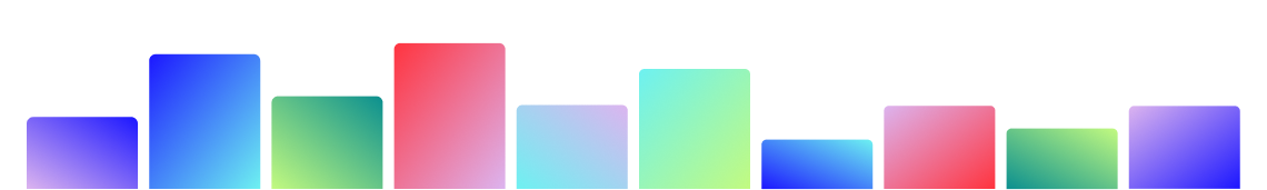 Colorful vertical bars of varying heights with gradient fills on a black background.