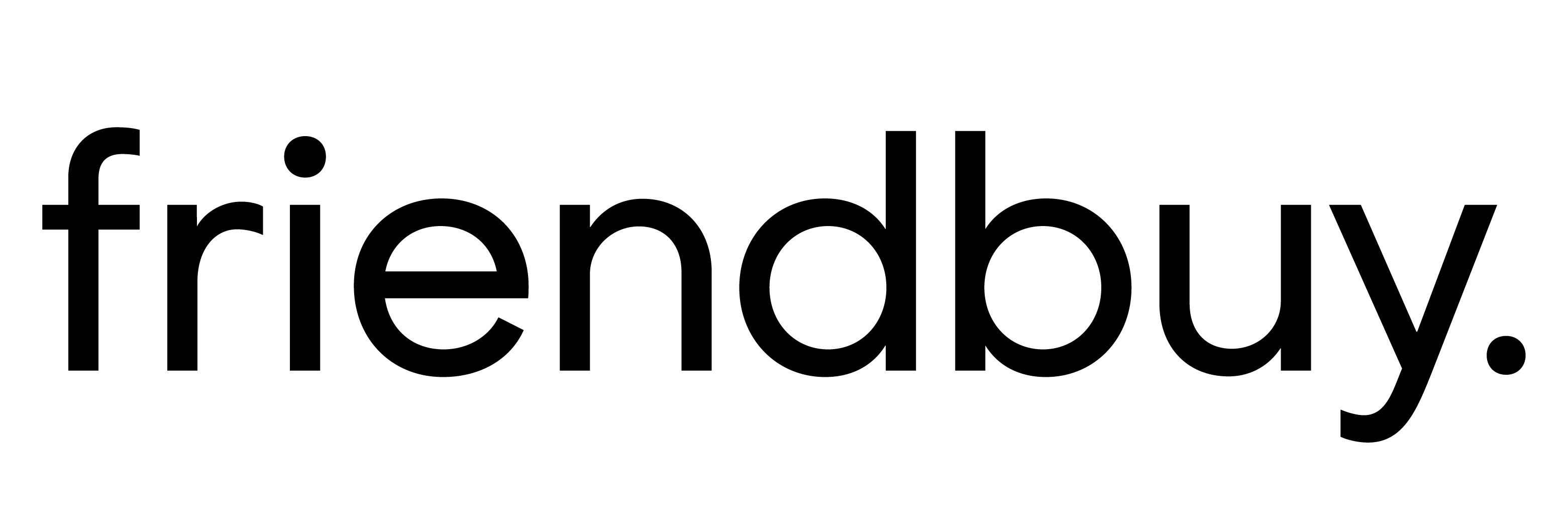 Friendbuy text logo in black on a transparent background.