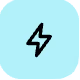 Black lightning bolt icon centered on a rounded light blue square background.