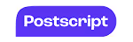 Rounded rectangular button in purple gradient with the white text 'Postscript'.