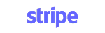 The word "stripe" written in lowercase letters with a glitch effect in blue and purple hues on a light background.